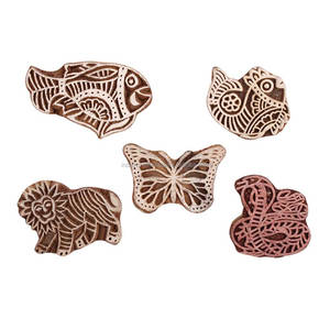 Mélanger des blocs d'impression en bois faits à la main pour le fabricant d'impression textile sur le WB-2868 INDIANSHELF - Product Image 1