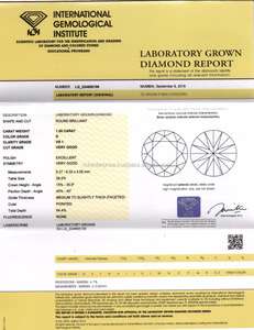 Igi D Color เพชรเจียระไนทรงกลมโตจากแล็บได้รับการรับรอง1.00 CT CVD Diamond สังเคราะห์ (สร้างในห้องปฏิบัติการ) 1.00กะรัต7903232 - Product Image 2