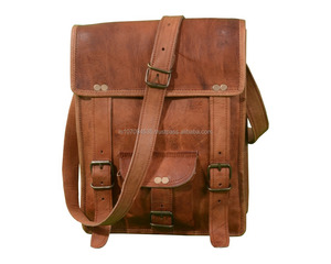 Cuir véritable de qualité supérieure fait à la main bandoulière épaule sac de messager ordinateur portable tablette livres transporter en cuir véritable sac d'université - Product Image 2