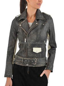 Veste en cuir contrasté blanc et noir de qualité supérieure unisexe moderne coupe ajustée mode cuir véritable de haute qualité - Product Image 2