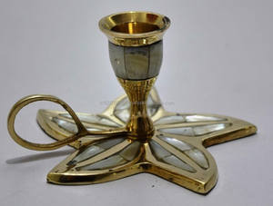Exclusive Brass Candlestick Holders with Mother of Pearl 6038 Elegant Metal <b>Lanterns</b> & <b>Candle</b> Jars Handmade Home Decoration - Product Image 5