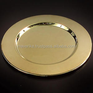 Placas de cargador redondas con borde martillado de acero inoxidable dorado para decoración de eventos de fiesta de boda Platos y platos - Product Image 6