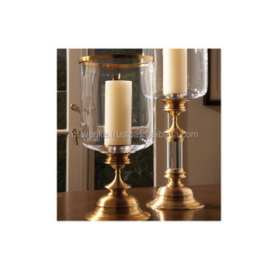 เชิงเทียนแก้วทรงพายุเฮอริเคน สำหรับตกแต่งโต๊ะ งานแต่งงาน และบ้าน  วัสดุโลหะสีเงิน แข็งแรง ทนทาน - Product Image 2