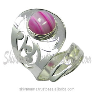 Anillo con Engaste de Ágata de Botsuana Hecho a Mano, Plata de Ley 925, Elegante Anillo de Eternidad para Boda, Joyería Vermeil, Regalo - Product Image 2