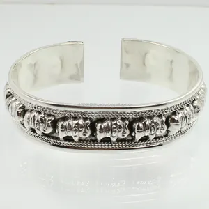 Vente en gros de bracelets en argent Sterling 925 pour hommes, pierres précieuses, manchette, cristal, tendance