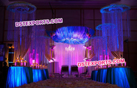 Piliers d'allée de mariage modernes en cristal lumineux, colonnes en métal léger avec cristaux, piédestaux de chemin de passage