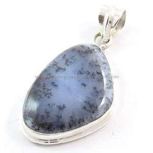 Pendentif en argent sterling 925 de qualité supérieure, agate dendrite naturelle, bijoux indiens faits à la main, pendentifs inspirés. - Product Image 2