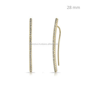 Pendientes de oro amarillo macizo de 14 quilates con diamantes de 0.24 ct SI, diseño jumbo en forma de wishbone, joyería para uso diario. - Product Image 2