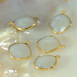 Charme de pierre de lune blanche et pendentif coussin octogone forme pierre précieuse collier de lunette fait main 925 argent blanc pierre de lune bricolage pendentif - Product Image 3