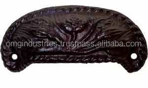 ओग उद्योग पॉलिश पीतल शेल पुल हैंडल रसोई ड्रेसर और होटल के उपयोग के लिए कास्ट आयरन ड्रॉअर कैबिनेट कप पुल