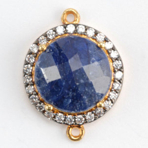 Componentes de joyería de plata 925 al por mayor con zafiro y piedras preciosas de diamante pavé conector de detalles de oro hallazgos de joyería - Product Image 1