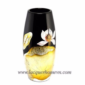 HT6016 ceramic lacquer vase with lotus flower hand-drawing- http://lacquerhomevn.com/ - Product Image 1