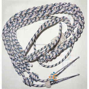 Aiguillette de cordón cruzado de plata y azul con placas de hombro Par de alambre Dorado de la mejor calidad Aiguillettes de plata y azul de Omán - Product Image 4