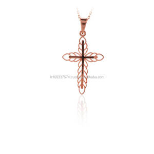 Collier à breloques en croix d'art tendance en or massif 14K Bijoux fins pour femmes fabriqués en Turquie - Product Image 3