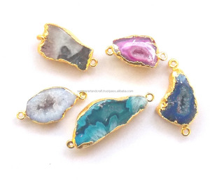 Connecteur de tranche d'agate plaqué or unisexe multi agate naturelle motif de forme de numéro mignon mariages fêtes fiançailles diamant - Product Image 2