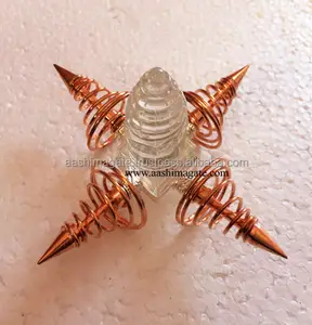 Shree Yantra Com Bobina De Cobre Gerador De Energia Artesanato De Cristal Pedras Naturais Fairy Reiki Rochas Gerador De Energia Ferramenta Ágata