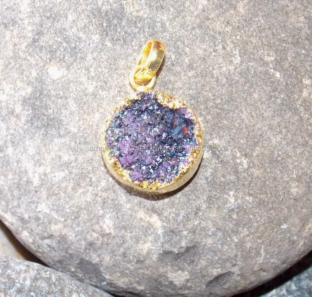Ожерелье с гальваническим покрытием, натуральный драгоценный камень круглой формы 19 мм, подвеска в стиле бохо