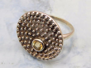 Anillo de Boda Clásico de Plata de Ley 925 con Gema de Cuarzo Limón para Mujer - Product Image 2