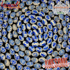 สีขาวและสีฟ้ามือทาสีไม้ตกแต่งอีสเตอร์ไข่ภาพวาดที่กำหนดเอง - Product Image 6