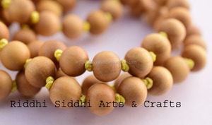 Traditional Riddhi Siddhi Wooden Prayer Beads with Red Tassel Natural Dark Golden Brown Rajasthan for Necklace Making Bulk Pack - Product Image 3