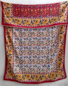 美丽的印度软棉手工印花被子家居彩色印花棉质填充被子床上装饰毯子