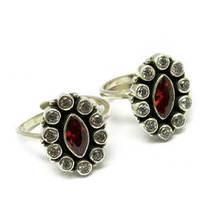 Natural Red CZ 925 Sterling <b>Silver</b> <b>Toe</b> Gemstone <b>Rings</b> Exporter And Wholesaler Stone <b>Silver</b> Jewelry - Product Image 1