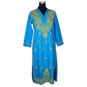 Длинная индийская хлопковая туника с вышивкой - Product Image 1