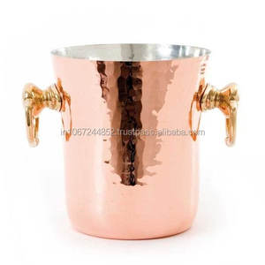 Premium Hammered Copper Ice <b>Bucket</b> Modern Design Steel Metal Wine Cooler Wholesale Drinkware Accessories for Bar Parties Brass - Product Image 1