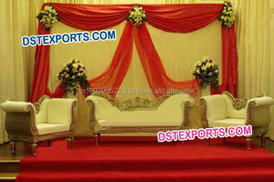 Conjunto de sofá tallado en oro para boda india, conjunto de muebles de dos plazas de diseño musulmán para boda - Product Image 5