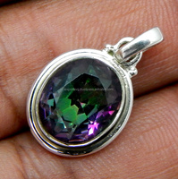 Joyería de Plata de Ley 925, Colgante de Cuarzo Místico, Estilo Clásico para Fiestas y Eventos
