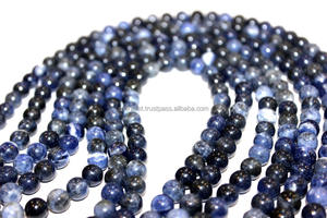 Perles en sodalite bleue naturelle en vrac pour la fabrication de bijoux, hauteur 8 mm, taille 10 mm, coupe lisse, couleur bleu foncé, cirées/entoilées Rudra - Product Image 4