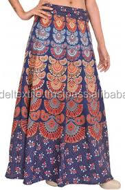 Ấn Độ Sanganeri In Váy Handmade Bông Dài Váy Boho Bọc Xung Quanh Mandala Sarong Khối Hippie Váy Váy Bán Buôn - Product Image 4