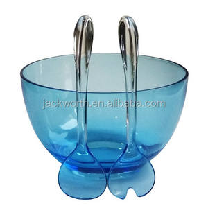 Saladier en plastique acrylique écologique avec un ensemble de 3 ustensiles de service - Product Image 2