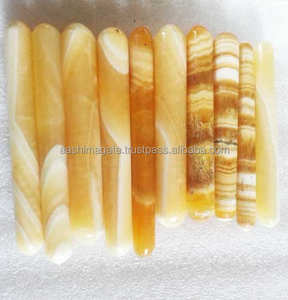 Baguettes de Massage lisses à la fluorite, 100 pièces, baguettes en rhodonite de couleur jaune, massage lisse, agate, vente en gros - Product Image 1