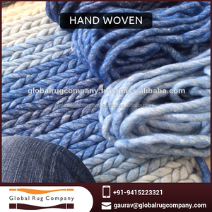 Haute qualité fait à la main tressé anti-dérapant épais laine et viscose mélange moderne rayé Design paillasson pour bureau à domicile ou à l'hôtel - Product Image 2