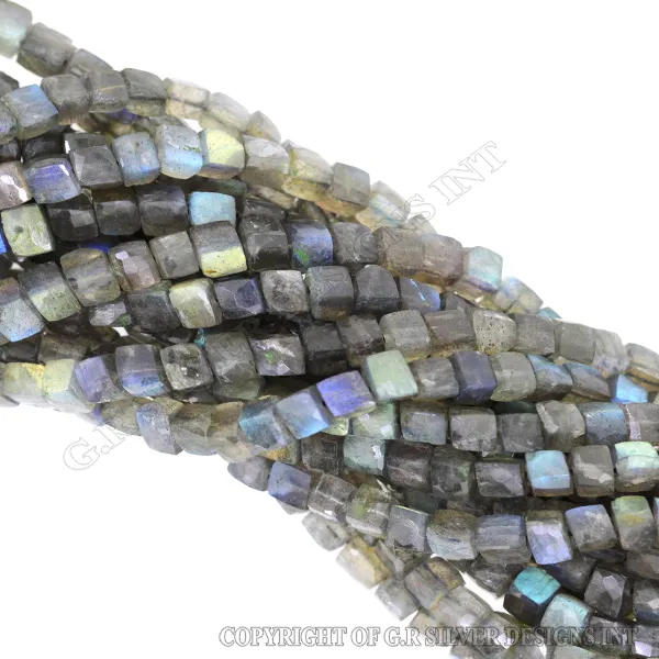 Perle di labradorite commercio all'ingrosso, 4-8mm quadrato sfaccettato della pietra preziosa strand, perline all'ingrosso a buon mercato