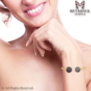 Bracelet en argent Sterling 925 avec diamant noir et blanc pour femme, bijou plaqué or jaune 14k, cadeau - Product Image 5