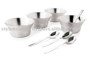 ชามโลหะลายคลื่นดีไซน์เนอร์,ชุดชามเสิร์ฟ4ตัดทำจากสเตนเลสอเนกประสงค์สำหรับใส่ผลไม้สลัดขนมใช้ตกแต่ง - Product Image 3