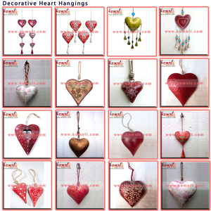 กระดิ่งลมรูปหัวใจสีแดงกระดิ่งโลหะแบบอินเดียสำหรับกลางแจ้งเครื่องประดับแขวนรูปหัวใจสำหรับสวนและบ้าน - Product Image 2