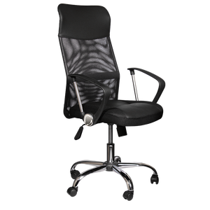 เก้าอี้ทำงานแบบมีพนักพิงสูงตามหลักสรีรศาสตร์สำหรับโต๊ะคอมพิวเตอร์ในสำนักงาน  แบบตาข่าย หมุนได้ พร้อมฐานโครเมียม รุ่น CARMEN 6083 สีดำขาว - Product Image 4