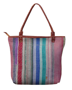 กระเป๋าช้อปปิ้ง Kantha วินเทจทำด้วยมืออินเดีย - Product Image 1