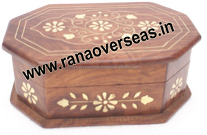 Caja Organizadora de Joyería Octogonal de Madera con Incrustaciones de Latón Pulido, Excelente Valor para sus Objetos Personales y Accesorios - Product Image 2