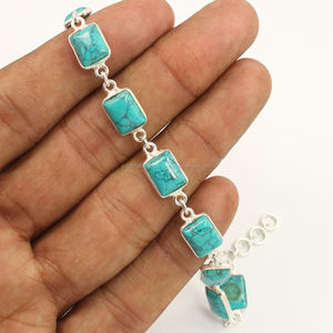 Pulsera Clásica de Plata de Ley 925 con Turquesa al por Mayor para Regalos de Boda y Fiesta - Product Image 2