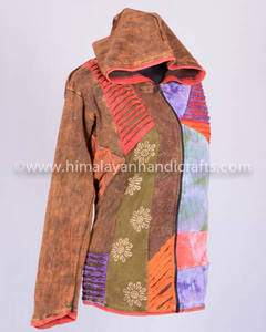 Veste à capuche de style bohème pour femme, rasoir coupe contrastée et Patchwork brodé, CSWJ 406A - Product Image 4