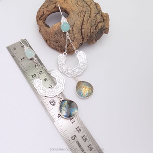 Antique-Style 925 <b>Silver</b> Plated Drop Dangle High Quality Designer Texture Artisan Handcrafted <b>Huggie</b> SOKU#3593 Trendy for Gifts - Product Image 3