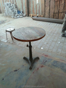 Meubles industriels, table de restaurant, base en bois, aspect ronde prédécoupée, offre spéciale - Product Image 2