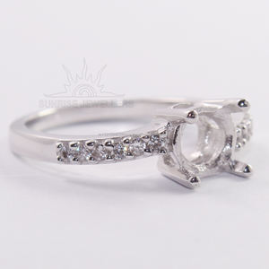 แหวนหมั้นทุกขนาด925เงินสเตอร์ลิง6x8มม. รูปไข่ CZ กึ่งเมานท์งานแต่งงานของขวัญ unisex - Product Image 6