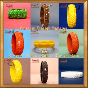 Criss-Cruz de mármol blanco tallado, venta al por mayor, brazaletes vintage de joyería de baquelita - Product Image 5