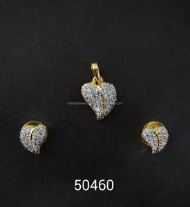 Comprar en línea en forma de corazón CZ Stone juego de colgante de joyería Artificial para mujer 50460 - Product Image 1