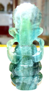 รูปปั้นธรรมชาติทำจากแร่ฟลูออไรต์สีเขียว,แกะสลักรูปปั้นพระพิฆเนศผลิตในอินเดีย - Product Image 2